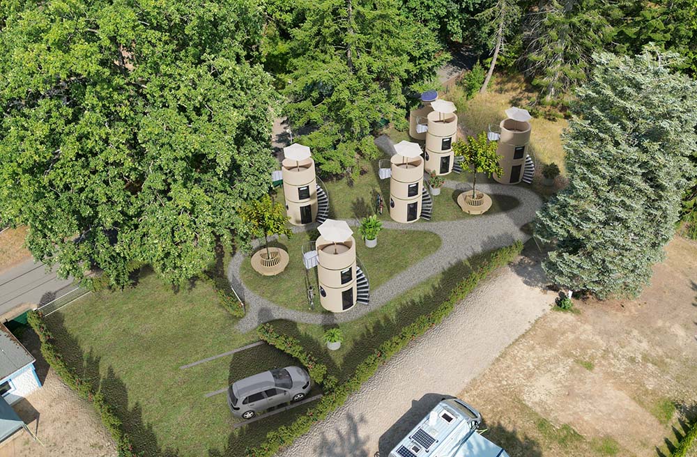 3D-Ansicht der Slube-Häuser am Krakower See